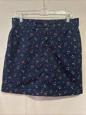 Navy Mini Skirt with Coral & Aqua Dot Print
